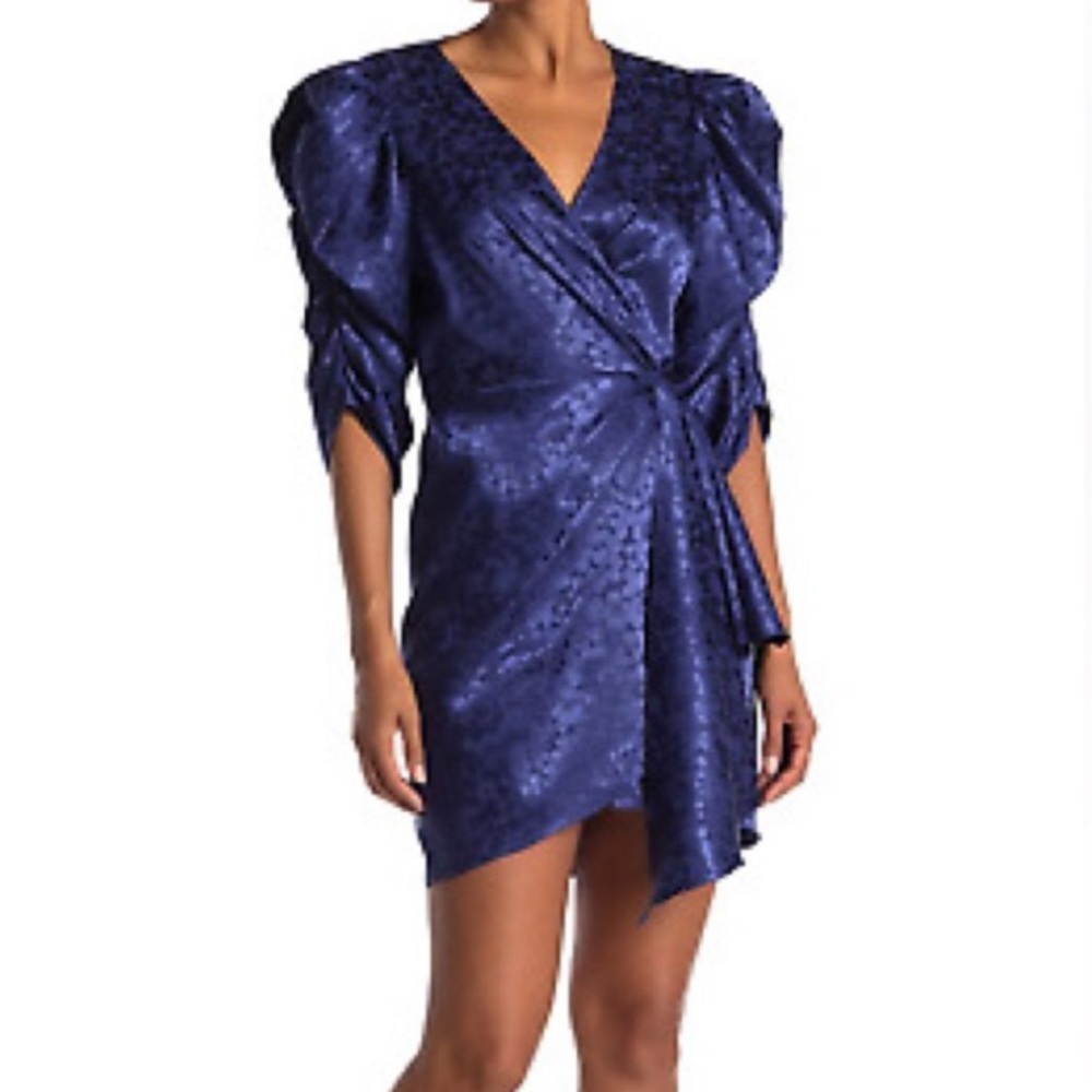 W/ tags Ronny Kobo Amara Wrap Accent Puff Sleeve Dress XS